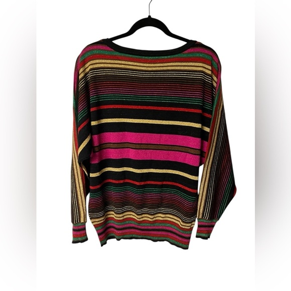 Trina Turk Metallic Stripe Dolman Sweater Sixe L - Picture 2 of 6